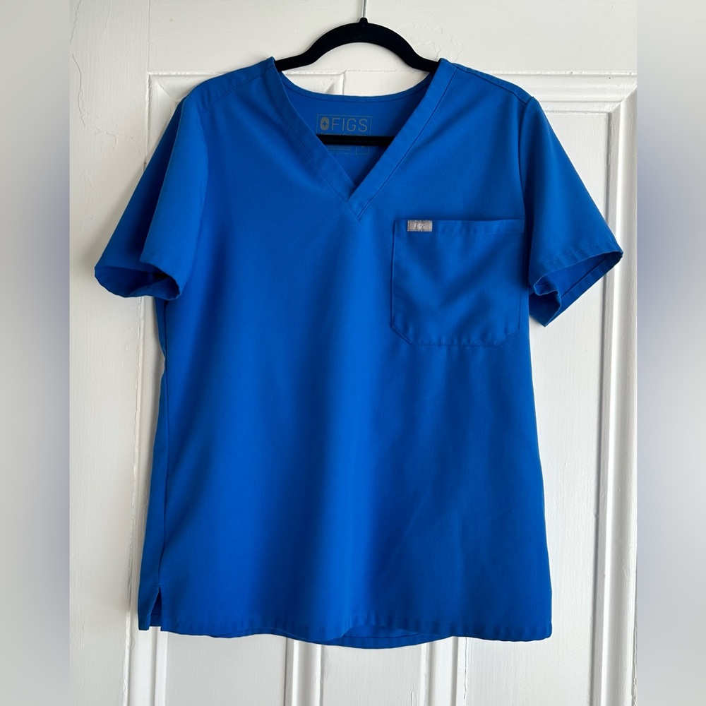 FIGS Royal Blue V‑Neck Scrub Top